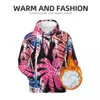 Herenhoodies Palmbomen Tropisch Casual Paar Roze en Blauw Grappige Pullover Hoodie Winter Streetwear Sweatshirts Oversized Top