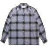 Heren T-shirts 23SS Hoge Kwaliteit 1:1 Lange Mouwen Plaid WACKO MARIA Shirt Mannen Vrouwen Oversized Hawaiiaanse Mode