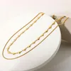 Pendant Necklaces 2022 Tarnish Double Layer Heart Necklace Women Chunky Stainless Steel Thin Chain Choker 18k Gold Boho Jewel2837
