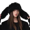 Basker damer hatt tjock plysch cap fluffig örat vinter för mysig vindtät skydd varm lättvikt