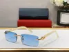 Lyxdesigner solglasögon för kvinnor Carti Summer Rimless Frameless Letter Rectangle Transparent Design Mens Woman C Decor Sun Glasses Woode