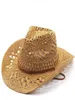 Ampla borda chapéus moda oco artesanal cowboy chapéu de palha mulheres homens verão ao ar livre viagem praia unisex sólido ocidental sunshade cap36776535