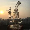 Tjock Glass Bong Hookahs Recycler Water Pipe Bubbler Heady Smoking Oil Dab Rig med Percolator 14mm Bowl