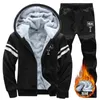 Conjuntos de inverno masculino 8xl fatos de treino hoodies casuais com capuz quente camisolas mais grossas jaquetas de lã calças 2 p moletom masculino 231229