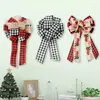 Julekorationer 1st Bowknot Xmas Tree Twine Streamer Car Truck Red Black Plaid för presentförpackning Bow säckväv Diy Craft