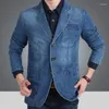 Men's Jackets 2023 Spring Casual Cotton Denim Suit Jacket Men Classic Fashion Slim Washed Retro Blue Jeans Blazer Coat Male Brand Clothing