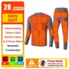 Hommes 28 zones chauffage hiver veste chauffante thermique gilet sous-vêtements chauffants combinaison de Ski pour hommes USB vêtements de chauffage électrique polaire 231229