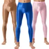 Pantalons pour hommes Leggings brillants pour hommes Pantalon de couleur unie maigre semi-travers pour l'exercice de yoga en cours d'exécution Fitness Sports Entraînement Natation