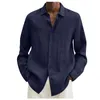 Men's Casual Shirts Spring Summer Cotton Linen Blouse Solid Color Long Sleeve Loose Thin Clothing Soft Top