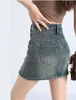 Shorts pour femme filles Denim Version coréenne anti-dérapant étudiant taille haute a-ligne simple boutonnage demi-jupe en jean