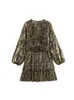 Robes décontractées Chic Lady V-Col V-Col Longue Manches Longues Élégant Court Golden Brillant Paillettes Printemps Mode Club Style Mini Robe Femme