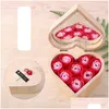 Party Favor Forme de coeur Boîte en bois Rose Fleur Colorf Bouquet Savons faits à la main avec miroir pour le cadeau de la Saint-Valentin Gga3062 Drop Delive Dh8Ti