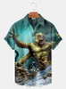 Camisas casuais masculinas filme de terror personagens monstro havaiano 2023 designer streetwear 3d homens roupas festa desempenho tops