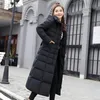 Uhytgf 2023 jaqueta de inverno feminina quente parkas moda arco cinto gola de pele longo casaco oversize vintage grosso 1050 231228