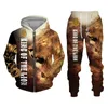 Autumn and Winter Men's Tracksuit 3d Lion Print dragkedja hoodies tröjor byxor sätter avslappnade herrkläder kvinnors träning 231228