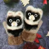 European Cute Animals Mittens Winter Thick Plus Velvet Warm Parent-child Gloves Full Finger Princess Mittens For Kids Teenagers 231229