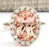 14K Rose Close Damond Ring Stone Champagne Topaz Diamonds Bizuteria Gold Sterling Srebrna kamień biżuterii 201218253W