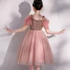 Robes de fille Fleur Filles Robe Paillettes Tutu Enfants Rose Princesse Enfants À Volants Tulle Mi Longueur Robe De Soirée De Mariage Demoiselle D'honneur Fantaisie