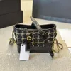 Sonbahar Bin Kuş Damalı Tüvit Kadın Tasarımcı Crossbody Bag Yün Yolcu Siyah Ekose Metal Zincir Klasik Omuz Lüks Çanta Çantası