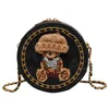 Factory sales women shoulder bags 3 colors cute cartoon round handbag street trend plush chain bag niche fashion stereotypes leather backpack 3133#