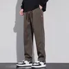 Pantaloni da uomo Autunno Inverno addensato caldo sciolto dritto con coulisse elastico in vita pantaloni casual a gamba larga