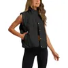 Gilet da donna Gilet trapuntato da donna Colletto rialzato Gilet leggero imbottito con bottoni Gilet tascabile autunno inverno senza maniche