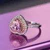 Ringe für Frauen S925 Sterling Silber Rosa Herz Topas Edelstein Edlen Schmuck Romantische Niedliche Hochzeit Verlobungsring Accessoires Y189302x