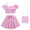 Kläder set baby flicka kläder sommar rosa söt båge eleganta prinsessa flickor baddräkt med hatt födelsedagsfest presentera barn badkläder 2-9 y