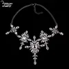 Dvacaman Trendy Big Statement Necklace Women Crystal Flower Pendant Necklace Party Maxi Choker Collar Smycken Drop AQ95 J248W