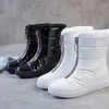 Chaussures de neige mi-longues à fond plat pour femmes, bottes de neige, loisirs, sport, fermeture éclair sur le devant, en coton, nouvelle collection automne/hiver