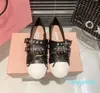 Designer Deluxe Dames Dress Ballet Shoes met Buckle Belt Bow Flat Casual Soft Sols Low Heel Light Print Loafers Slip-onleather Mary Jane Flat Shoes