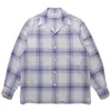 Magliette da uomo 23SS Camicia scozzese a maniche lunghe 1:1 di alta qualità WACKO MARIA Uomo Donna Moda hawaiana oversize