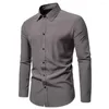 Men's Casual Shirts Simple Men Long Sleeve Shirt Formal Business Style Slim Fit With Soft Buttons For Professional Suit
