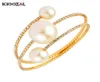 Bangle KIOOZOL Unusual Design Three Layers Large Pearl Bracelet Micro Inlaid CZ Bangles For Women Jewelry Accessories 2021 179 KO49983953