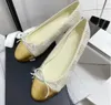 Ladies Designer Ladies Flat Leather Shoes Comfortable Soft Sole Luxury Breathable Bow Ballerina Dress Shoes