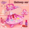 Girls Trolley Cosmetic Princess Makeup Box Suitcase Lipstick Children Toy Pretend Play Baby Set 231228