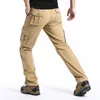 Men's Pants Autumn Cotton Cargo Men Solid Color Large Pocket Loose Overalls Elastic Waist Casual Trousers Military Tacticl
