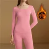 Haut chauffé chaud vêtements de nuit intimes dames sous-vêtements thermiques ensemble pour femmes ensemble d'hiver pyjamas lingerie manches longues sans trace 2 pièces 231229