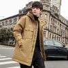 Daunenjacke für Herren, mittellang, Winter, neue koreanische Version, verdickte, warme, weiße Entendaunen-Kapuzenjacke, winddichter Mantel