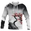 Men's Hoodies HX Fashion Art Ink Painting Plant Leaves Flowers 3D Printed Sweatshirts Men Women Casual Streetwear Harajuku Hoodie