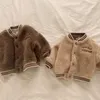 Vestes d'hiver en peluche chaude pour bébé, vêtements d'extérieur en laine d'agneau, joli design de lettres, manteau pour enfants, hauts épais, vêtements de l'année