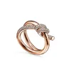 Solitaire Ring 925 Sterling Zilver Knoop Ring Vrouwen Sieraden Plating 18K Rosé Goud Luxe Merk Mode Valentijn Cadeau 221115222v