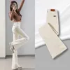 Femmes Mode Belle Minceur Coupe Évasée Denim Jeans Printemps Automne Hiver Doublure En Velours Épaissir Chaud Flare Pantalon Blanc S 231229