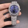Sier Men's Watch Blue Large Diard Diamond Stal Stal zegarki ze stali nierdzewnej