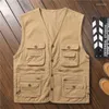 Men's Vests 2024 Men Cotton Cargo Vest Sleeveless Multi Pocket Cameraman Waistcoat Male Tactical Work Jackets Overcoats L-5XL