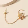 Stud Aretes Aesthetic Vintage Earrings Clip-on Accessories Dangle Big Butterfly Clips Hanging Chain Cute Style Korean Fashion2619