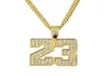 hip hop numero 23 collane con ciondolo di diamanti per uomo collana di lusso con strass in lega d'argento dorata catena a maglie cubana gioiello di moda1885449