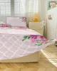 Bed Skirt Spring Pink Flower Moroccan Elastic Fitted Bedspread With Pillowcases Mattress Cover Bedding Set Sheet