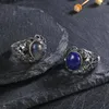 Pierścienie klastra 10 12 mm naturalny labradoryt 925 Srebrny srebrny lapis lazuli turkusowy pierścień