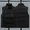 Design de moda colete térmico homens grandes bolsos coreano masculino colete gola sem mangas jaqueta gilets acolchoado casaco de inverno quente 231229